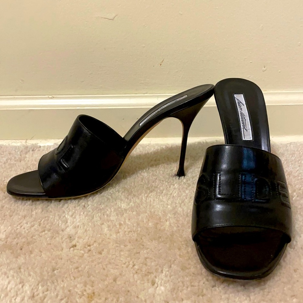 BRIAN ATWOOD LEATHER SLIDE HEELS